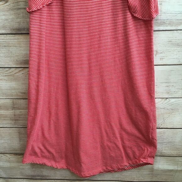 J CREW FACTORY RUFFLE TSHIRT KNIT  DRESS IN RED AND WHITE STRIPES - Picture 4 of 6